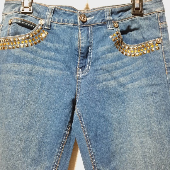 V Cristina‎ Women's Stretchy Straight Leg Embellished Pocket Jean 10 - Picture 4 of 9